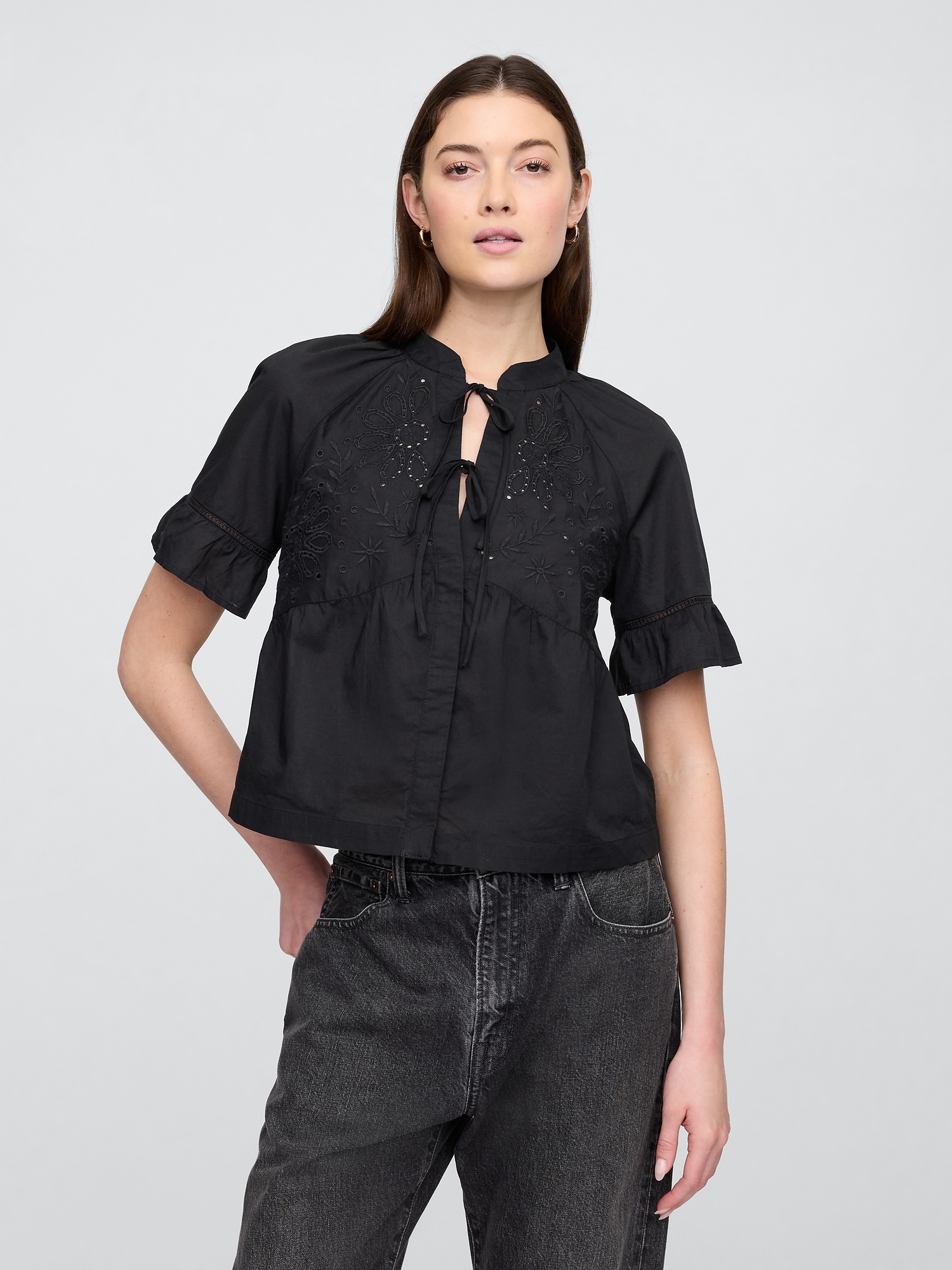 Splitneck Tie-Front Top
