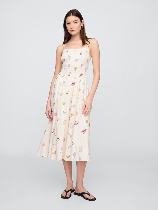 Image number 1 showing, Smocked Dip-Waist Midi Dress