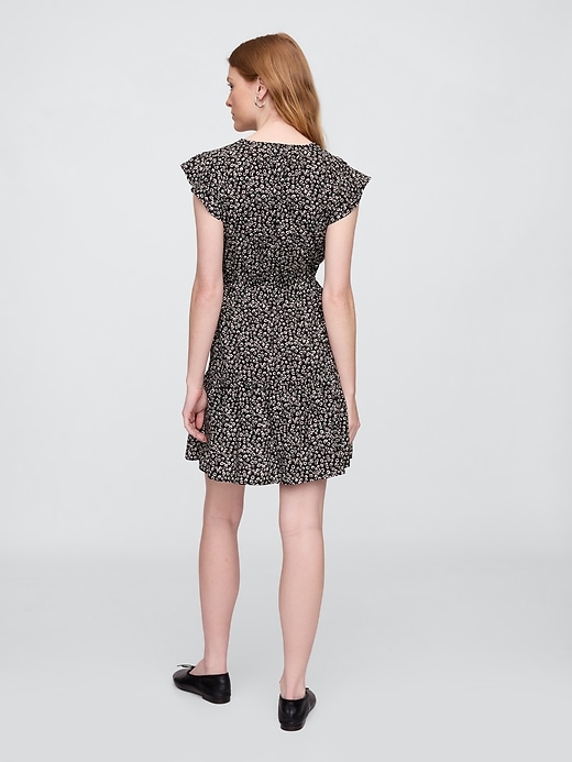 Image number 2 showing, Flutter Sleeve Tie-Waist Mini Dress