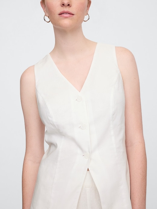 Image number 4 showing, Longline Linen-Blend Vest
