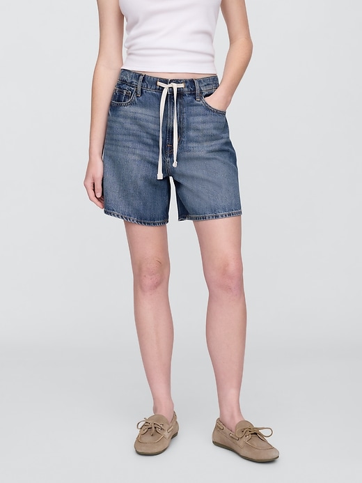 Image number 2 showing, High Rise Soft Pull-On Midi Denim Shorts
