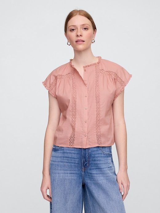 Image number 1 showing, Lace Ruffle Top