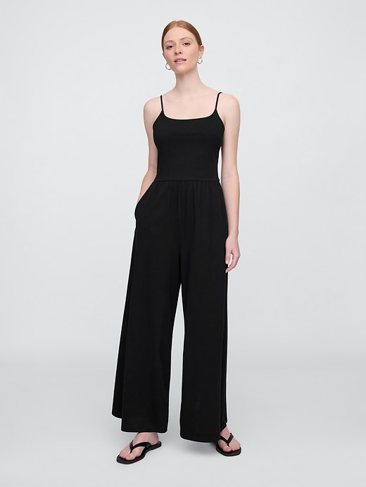 Image number 1 showing, Stretch Jersey Wide-Leg Jumpsuit
