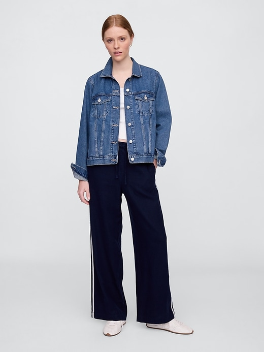 Image number 1 showing, Mid Rise Linen-Blend Wide-Leg Pants
