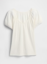 Pointelle Puff Sleeve Top