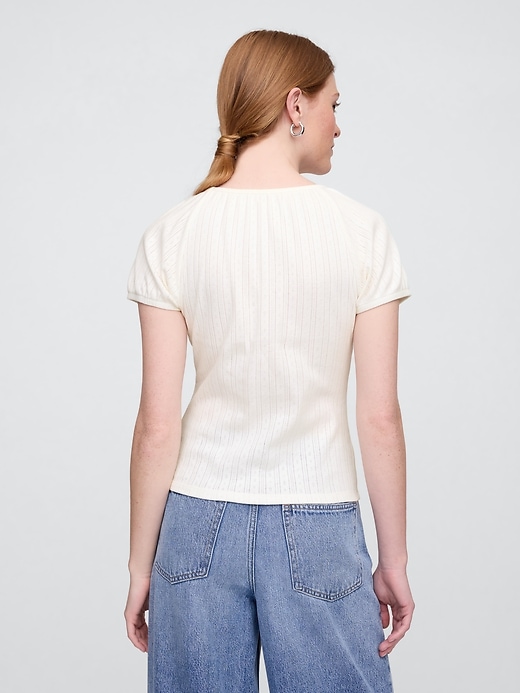 Image number 2 showing, Pointelle Puff Sleeve Top