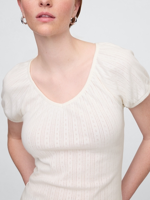Image number 4 showing, Pointelle Puff Sleeve Top