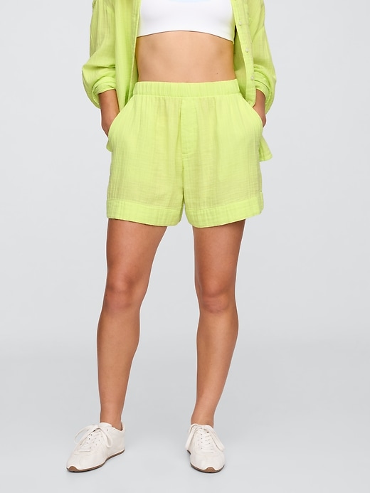 Image number 2 showing, High Rise Relaxed Pull-On Gauze Shorts