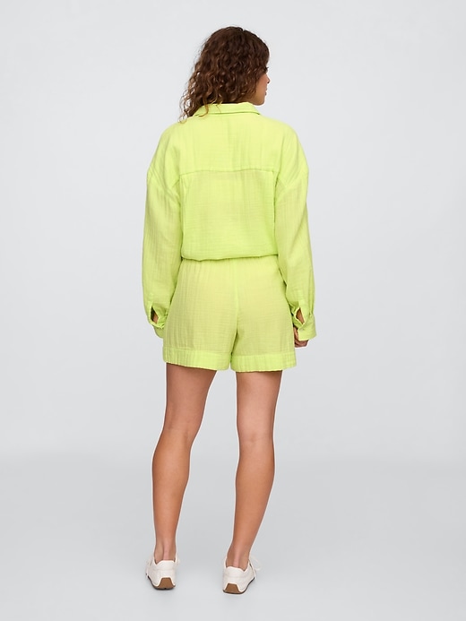 Image number 4 showing, High Rise Relaxed Pull-On Gauze Shorts