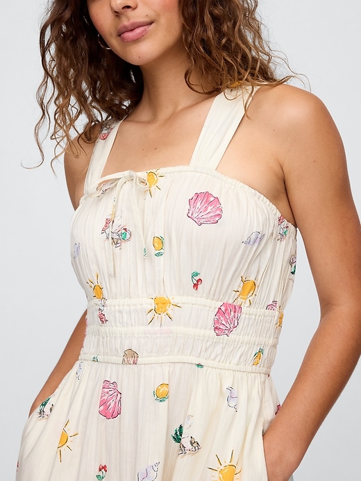 Image number 3 showing, Smocked Tie-Front Mini Dress
