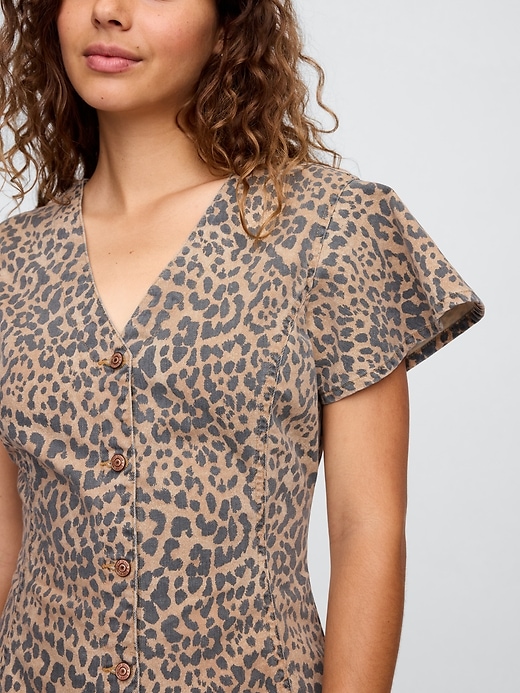 Image number 3 showing, Denim Flutter Sleeve Button-Front Mini Dress