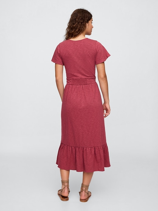 Image number 2 showing, Flutter Sleeve V-Neck Midi Dress