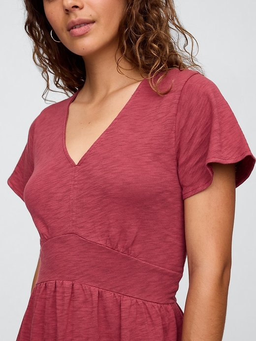 Image number 3 showing, Flutter Sleeve V-Neck Midi Dress