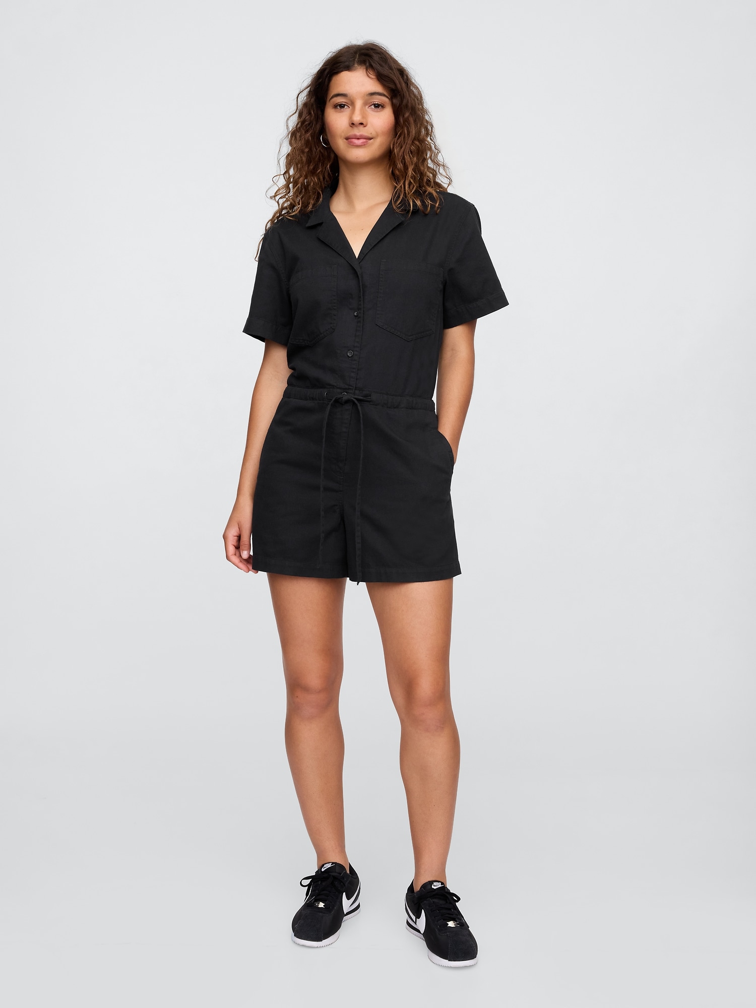 Relaxed Twill Utility Romper