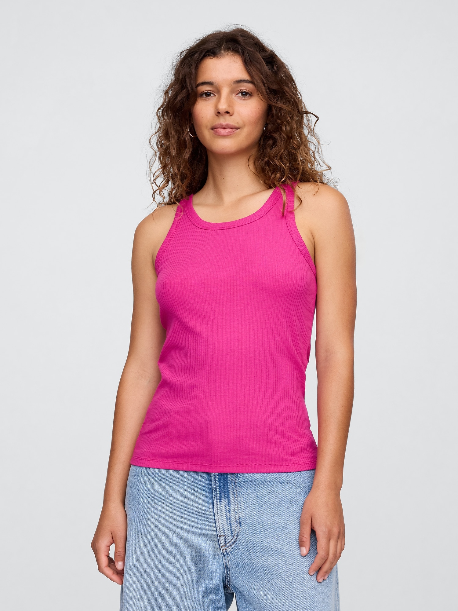 Ribbed Scoopneck Tank Top