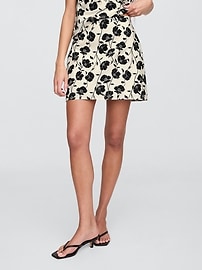 Linen-Blend Pull-On Mini Skirt