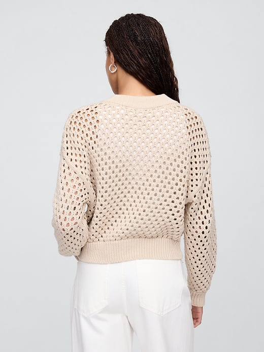 Image number 2 showing, Relaxed Crochet Bomber Cardigan