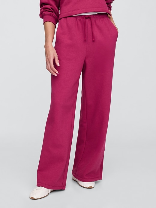 Image number 3 showing, Fleece Rib-Seam Wide-Leg Pants