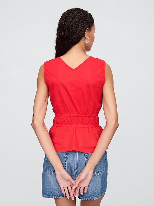 Image number 2 showing, Linen-Blend V-Neck Top