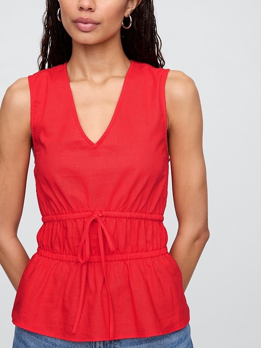 Image number 4 showing, Linen-Blend V-Neck Top