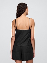 Linen-Blend Squareneck Top