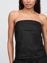 Linen-Blend Squareneck Top