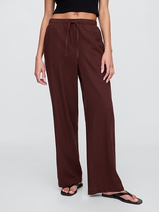 Image number 2 showing, Mid Rise Linen-Blend Wide-Leg Pants