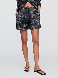 4" Mid Rise Stripe Linen-Blend Shorts