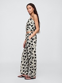 Linen-Blend Wide-Leg Cargo Pull-On Pants