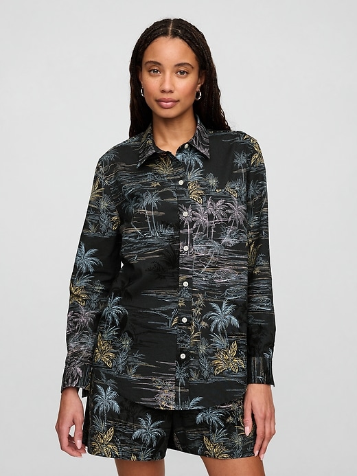 Image number 1 showing, Linen-Blend Easy Shirt