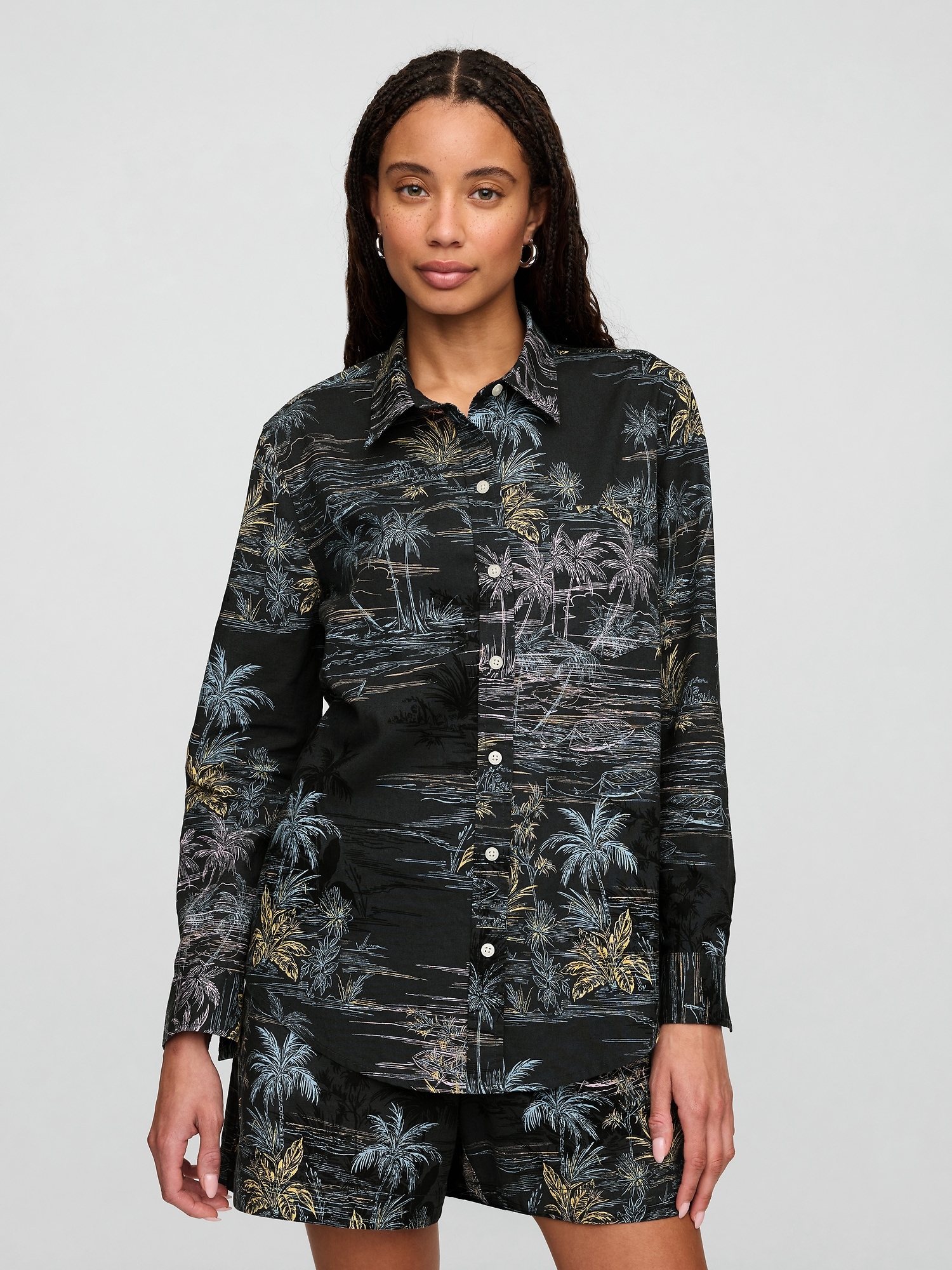 Linen-Blend Easy Shirt - Multi