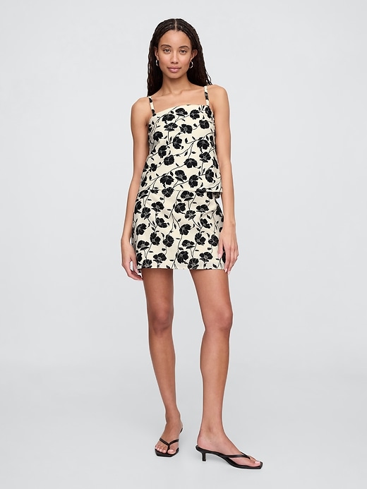 Image number 1 showing, Linen-Blend Pull-On Mini Skirt