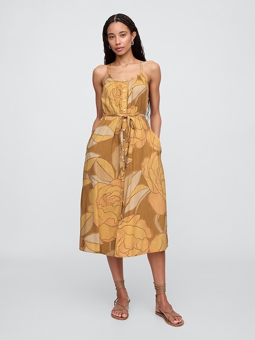 Image number 1 showing, Tie-Waist Scoopneck Maxi Dress