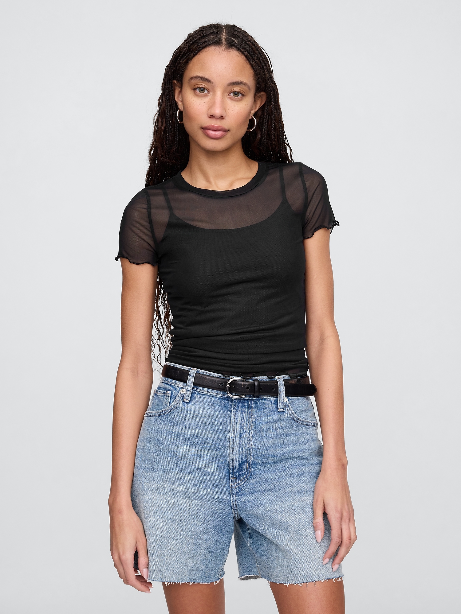 Mesh Crewneck T-Shirt - Black