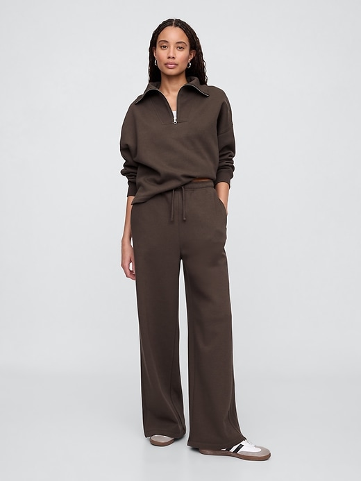 Image number 1 showing, Fleece Rib-Seam Wide-Leg Pants
