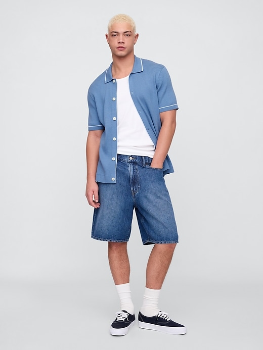 Image number 3 showing, Ribbed Button-Front Polo Shirt