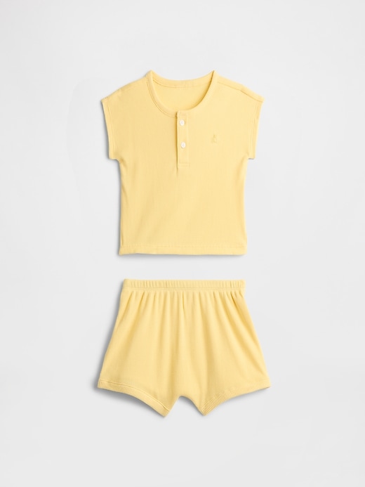Image number 1 showing, Baby Ribbed Henley Two-Piece Outfit Set