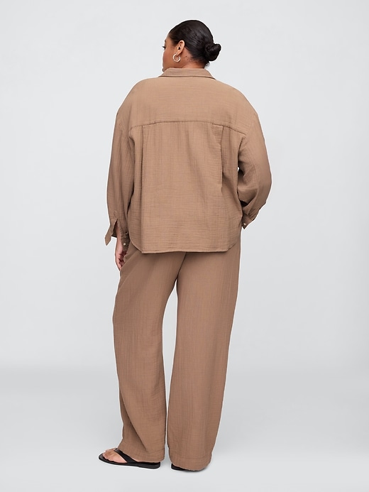 Image number 6 showing, Mid Rise Gauze Pull-On Wide-Leg Pants