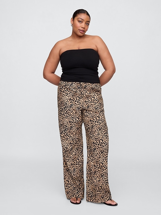 Image number 5 showing, Mid Rise Linen-Blend Pull-On Wide-Leg Pants