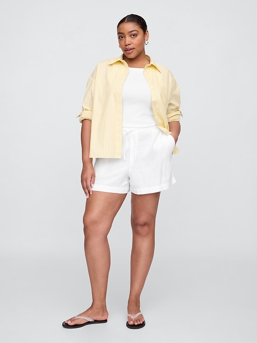 Image number 5 showing, 4" Mid Rise Pull-On Linen-Blend Shorts