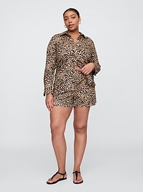4" Mid Rise Pull-On Linen-Blend Shorts