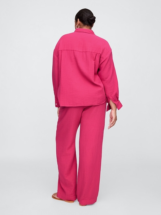 Image number 6 showing, Mid Rise Gauze Pull-On Wide-Leg Pants