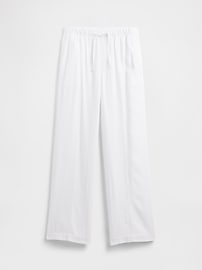 Mid Rise Linen-Blend Pull-On Wide-Leg Pants