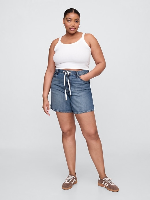 Image number 5 showing, High Rise Soft Pull-On Midi Denim Shorts