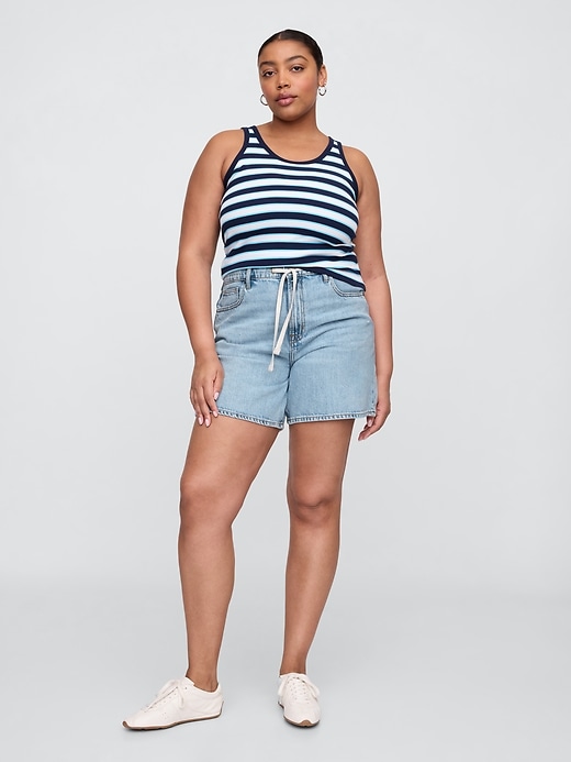 Image number 5 showing, High Rise Soft Pull-On Midi Denim Shorts