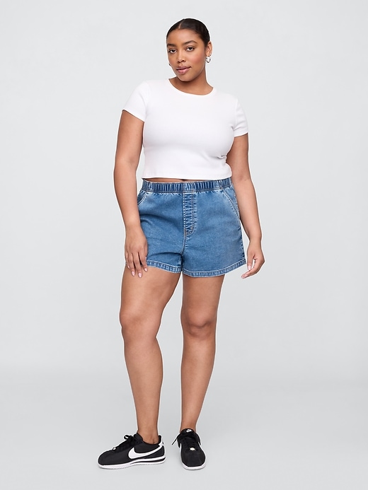 Image number 5 showing, Mid Rise Pull-On Sweatpant Jean Shorts
