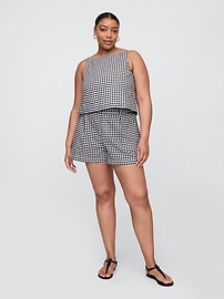 4" High Rise Linen-Blend Gingham Shorts