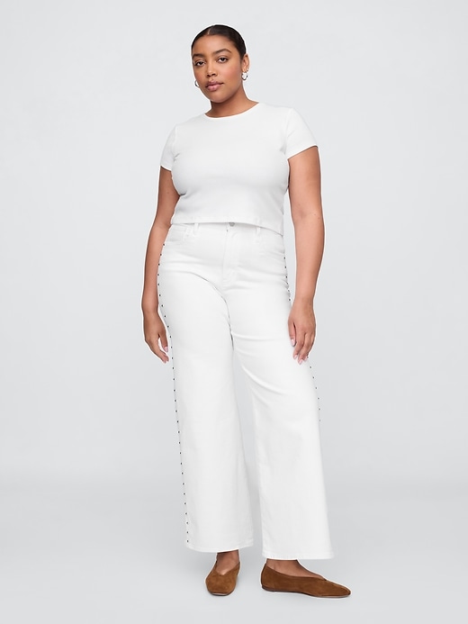 Image number 5 showing, High Rise Studded Wide-Leg Jeans