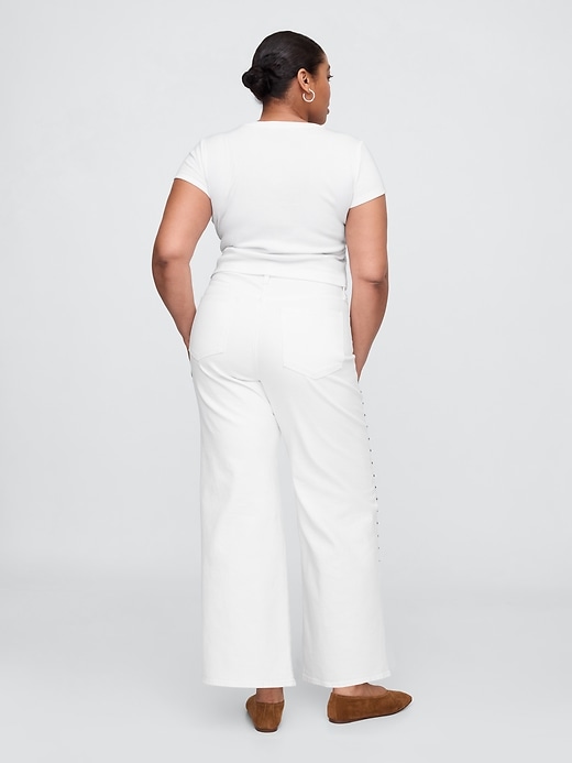 Image number 6 showing, High Rise Studded Wide-Leg Jeans