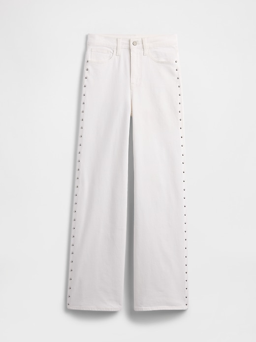 Image number 7 showing, High Rise Studded Wide-Leg Jeans